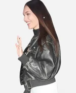 Maddie Ziegler 2026 New York City Black Distressed Leather Jacket