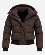 Marina Squerciati Tv Series Chicago P.D. S13 Kim Burgess Brown Puffer Jacket