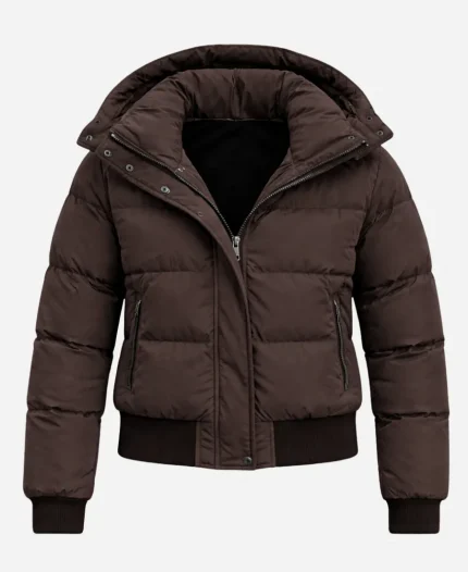 Marina Squerciati Tv Series Chicago P.D. S13 Kim Burgess Brown Puffer Jacket