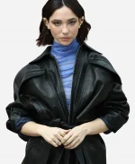 Matilda De Angelis La Lezione di Mordini Press Tour 2026 Black Leather Jacket