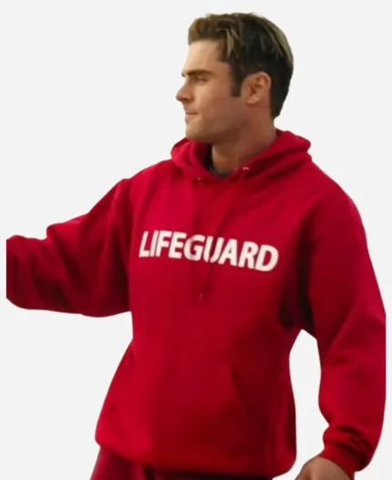 Matt Brody Movie Baywatch Zac Efron Red Lifeguard Hoodie