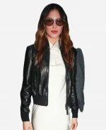 Milan Fashion Week 2026 Eileen Gu Leather Jacket