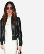 Milan Fashion Week 2026 Eileen Gu Leather Jacket - Black