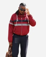 Miu Miu Fall 2026 Paris fashion Week Little Simz Red Hooded Track Jacket