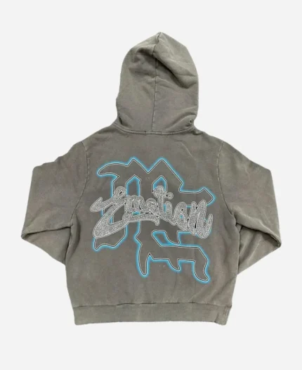 Mixed Emotions Angel Rhinestone Grey Zip-Up hoodie