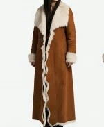 NYC 2026 Danielle Vasinova Fur Trim Suede Coat - Brown
