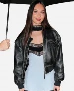 NYC 2026 Maddie Ziegler Black Leather Jacket