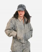 NYC 2026 Priyanka Chopra Grey Denim Bomber Jacket