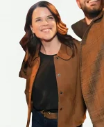 Neve Campbell Scream 7 Premiere Brown Suede Leather Jacket