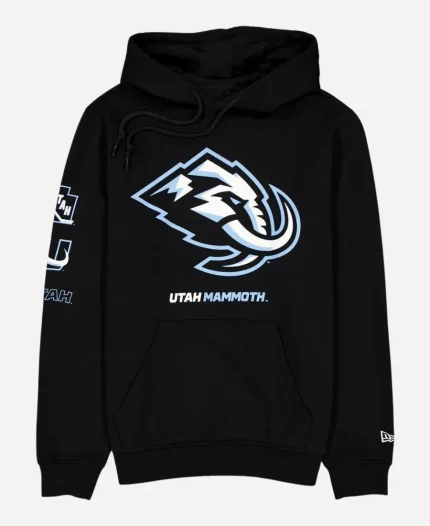 New Era Cap Utah Mammoth Logo Printed Black Pullover Hoodie