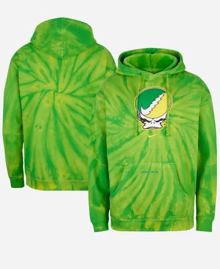 Nike Green Oregon Ducks Grateful Ducks Tie-Dye Hoodie