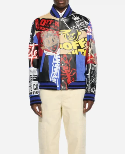 Off White Multipatch Wool Varsity Jacket