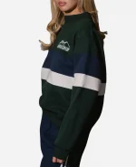 Parke Vintage Stripe Mockneck Sweatshirt In Green