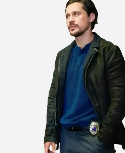 Peter Gadiot Black Leather Jacket