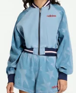 SST Denim Graphic Varsity Bomber Jacket