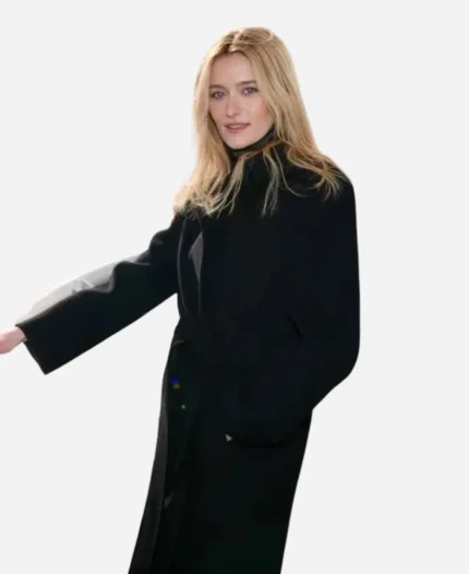 Sarah Pidgeon Love Story 2026 Promo Empire State Building Black Wool Coat