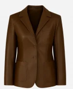 Scream 7 Isabel May Brown Leather Coat