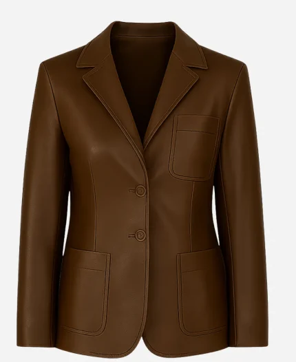 Scream 7 Isabel May Brown Leather Coat
