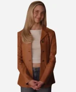 Scream 7 Movie Premiere Isabel May Brown Leather Jacket