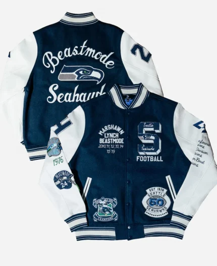 Seattle Seahawks Beastmode Legacy Marshawn Lynch Varsity Jacket