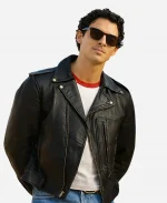 Shane Camp Rock 3 Joe Jonas Grey Black Leather Biker Jacket