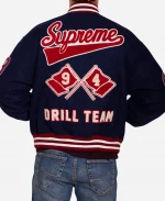 Supreme Drill Team Varsity Jacket In Navy Blue
