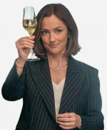 Sydney Price Champagne Problems Minka Kelly Black Pinstripe Blazer