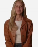 Tatum Evans Scream 7 Movie Premiere Brown Leather Jacket