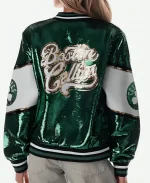 The Wild Collective Boston Celtics Sequin Bomber Jacket