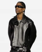 Travis Scott Fashion Scholarship Fund 89th Annual Gala Leather Jacket