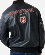 True Religion Leather Bomber Varsity Jacket