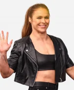 UFC 2026 Ronda Rousey Cropped Leather Jacket