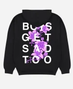 Unisex Boys Get Sad Too Black Flower Hoodie