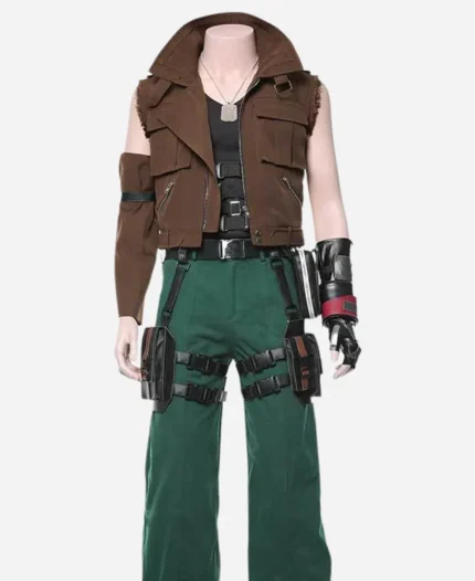 Video Game Final Fantasy VII Remake Barret Wallace Brown Leather Vest