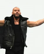 WWE 2026 Austin Theory Shearling Collar Leather Vest