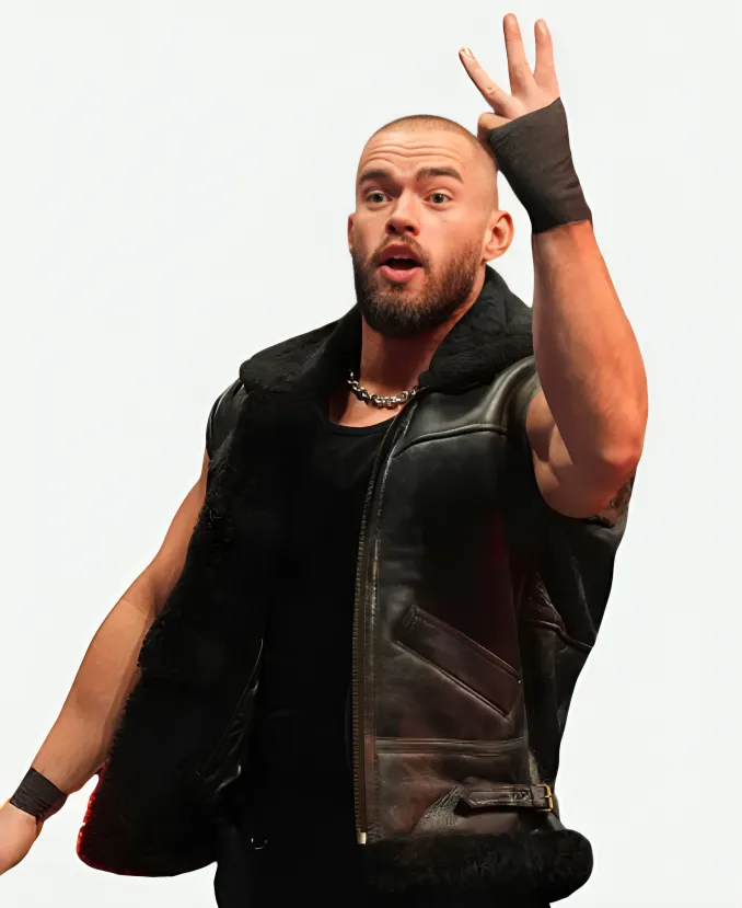 WWE Austin Theory Shearling Leather Vest WWE Austin Theory Shearling Leather Vest