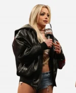 WWE RAW Liv Morgan Leather Hooded Jacket