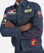 Wrangler x AVIREX 2026 AOP Patch Denim Jacket In Blue