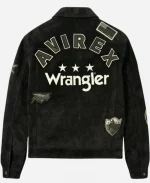 Wrangler x AVIREX Suede Leather Trucker Jacket In Black