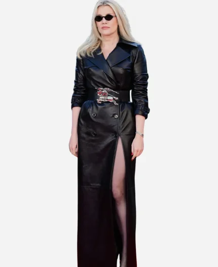 Wuthering Heights 2026 Emerald Fennell Black Leather Coat