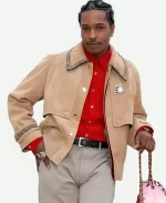 2026 Chanel Cruise Fashion Show A$AP Rocky Tan Suede Leather Jacket