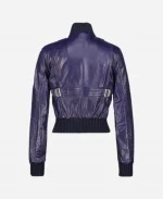 2026 Coachella Madonna Blue Leather Bomber Jacket