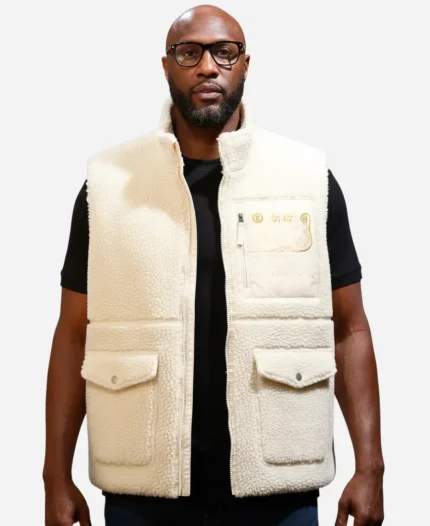 2026 Lakers Rockets Rockets First-Round Playoff Lamar Odom Cream Sherpa Vest