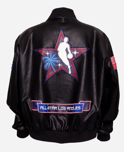 2026 NBA All-Star Los Angeles Black Leather Bomber Jacket
