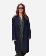 2026 New York City Amanda Peet Navy Blue Wool Long Coat