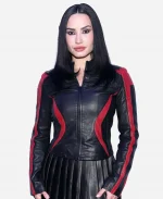 2026 New York City Demi Lovato Black and Red Leather Jacket