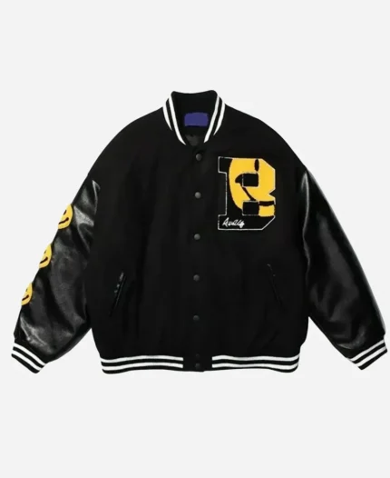 A$ap Rocky Awge Smiley Kaptial Acid Black Letterman Varsity Jacket