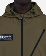 Adidas SPZL SS26 Buckstead Full Zip Hooded Parka Jacket In Trace Olive