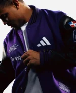 Adidas x Huckmade Julio Rodríguez Wool & Leather Varsity Jacket