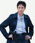 Agent Temple Tv Series Tracker S03 Briana Venskus Blue Cotton Trench Coat
